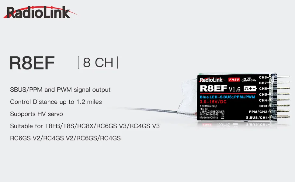 Receiver Sbus 8Ch - Récepteur Radiolink R8EF 2.4G 8 canaux